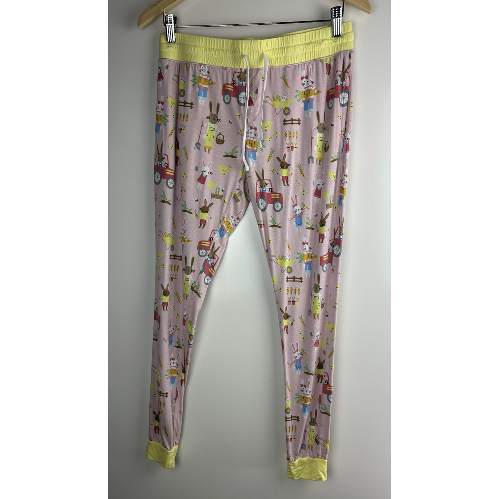 Little Sleepies Hop to it Bunny Pajama Pants Bamboo Pink Bunnies Women’s Small - Picture 2 of 10